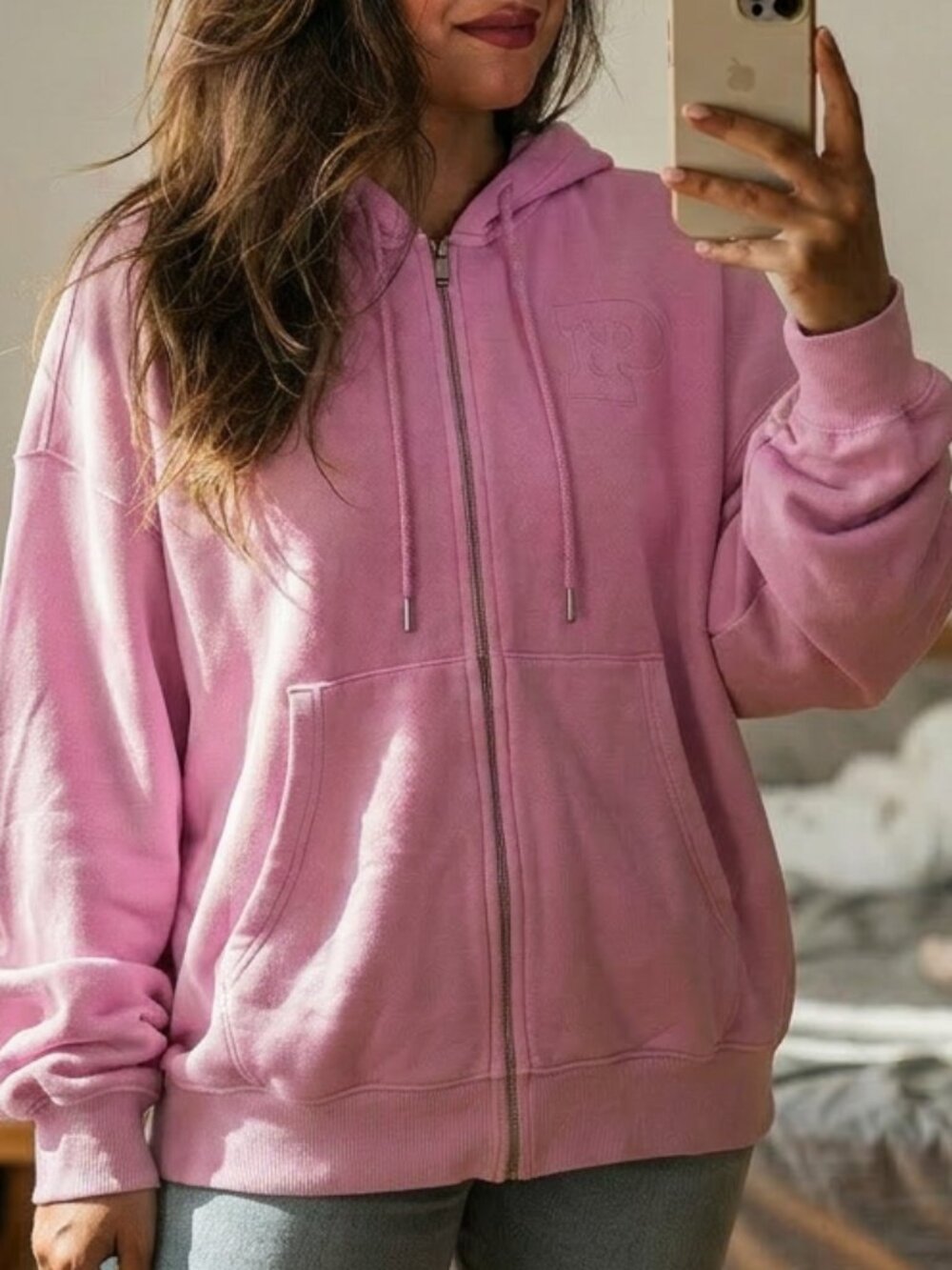 PINK Victoria’s Secret Hoodie XL Full Zip Pink Oversized NWT